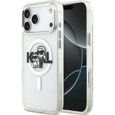Karl Lagerfeld IML Glitter Karl & Choupette Sketch Logo MagSafe Case for iPhone 17 Pro Max Clear