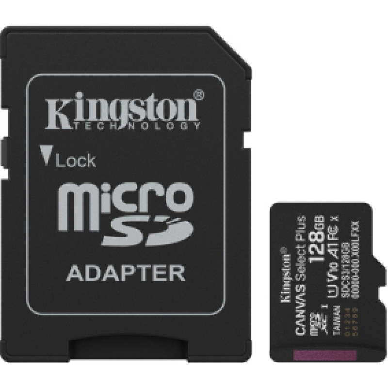 Atmiņas karte Kingston MicroSDXC 128GB Canvas Select Plus