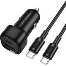 Borofone Car charger BZ34B Cloud - USB + Type C - QC 3.0 PD 38W with Type C to Type C cable black