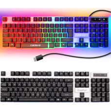 Retoo Vadu multimediju tastatūra ar fona apgaismojumu spēlētājiem, krāsaina USB