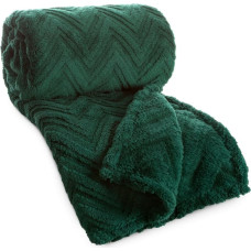 Sedziņa 70x160 egļu tumši zaļa - mīksta flīsa sega ar modernu skujiņas rakstu