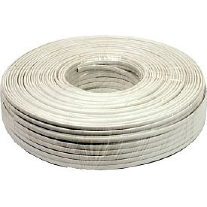 Gembird flat telephone cable stranded wire 100m  white