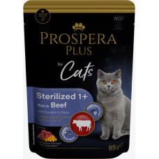 Prospera Plus Konservi kaķiem - Prospera Plus, Cat Pouch Sterilized 1+, Beef and Pumpkins, 85 g