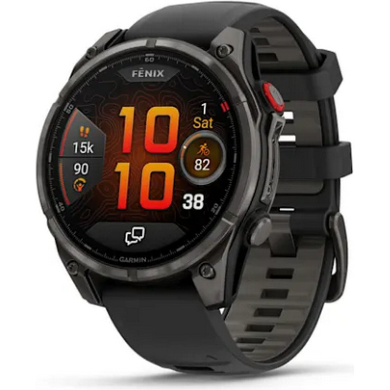 Fenix 8 Pro - 47 mm  AMOLED  Sapphire  Carbon grey DLC titanium with Black|pebble grey silicone band 753759350918