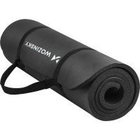 Wozinsky Vingrošanas paklājiņš 181 x 63 x 0,9 cm biezs vingrošanas jogas paklājiņš, melns