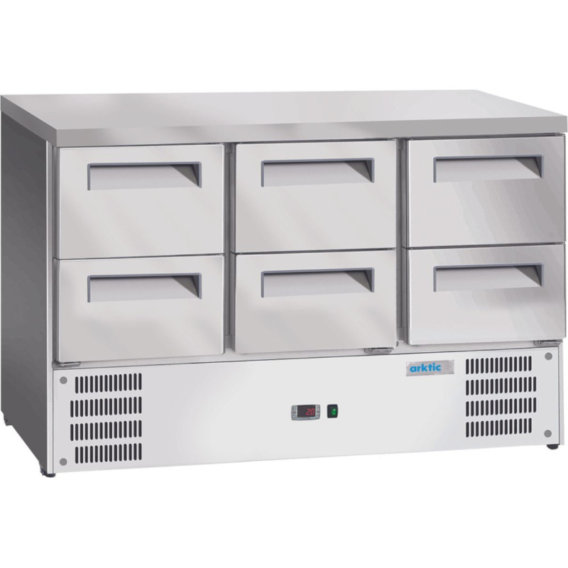 Arktic Aukstuma galds ar 6 atvilktnēm GN 1/1 368 l 304 P 1365x700x855 mm