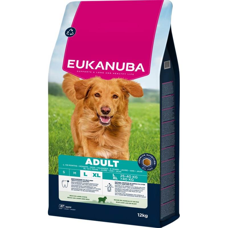 Eukanuba Sausa barība suņiem - Eukanuba Adult Large Lamb and Rice, 12 kg