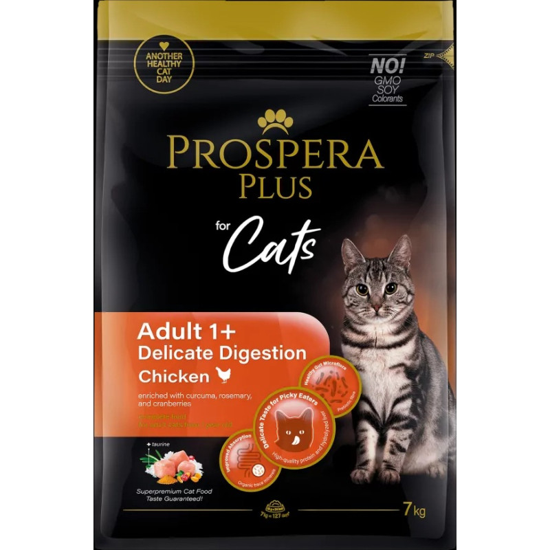 Prospera Plus Barība kaķiem – Prospera Plus Adult 1+ Chicken Delicate Digestion, 7 kg