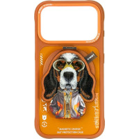 Nimmy Etui Nimmy Cool&Cute 2.0 Dog do iPhone    17 Pro Max z magnetyczną zawieszką pomarańczowy