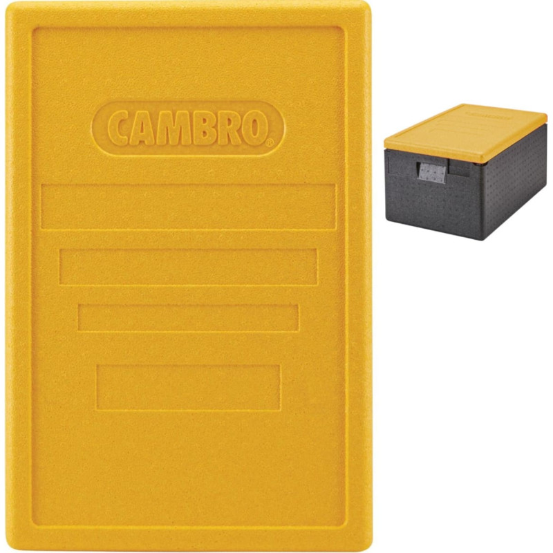 Cambro Vāks Cam GoBox konteineriem ar aug&scaron;ējo ielādi 600x400 mm - dzeltens