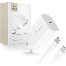 Tech-Protect NC20W Wall Charger with 100 cm USB-C | Lightning Cable - White