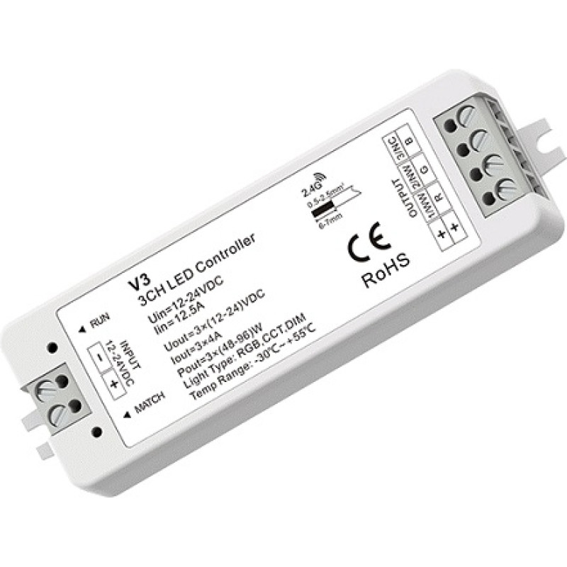 Skydance V3 LED kontrolieris RGB, 12&ndash;24 V, 3 x 4 A