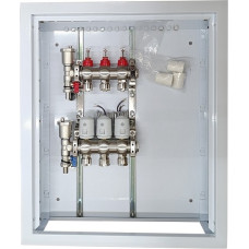 Hismart Apkures kolektors 3 cilpas ar termiskajiem izpildmehānismiem NC AC230V un plūsmas mērītājiem