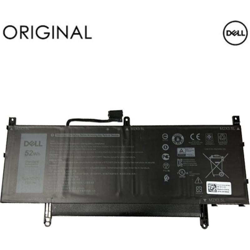Extradigital Klēpjdatora akumulators DELL N7HT0, 52Wh, 6500mAh, oriģināls