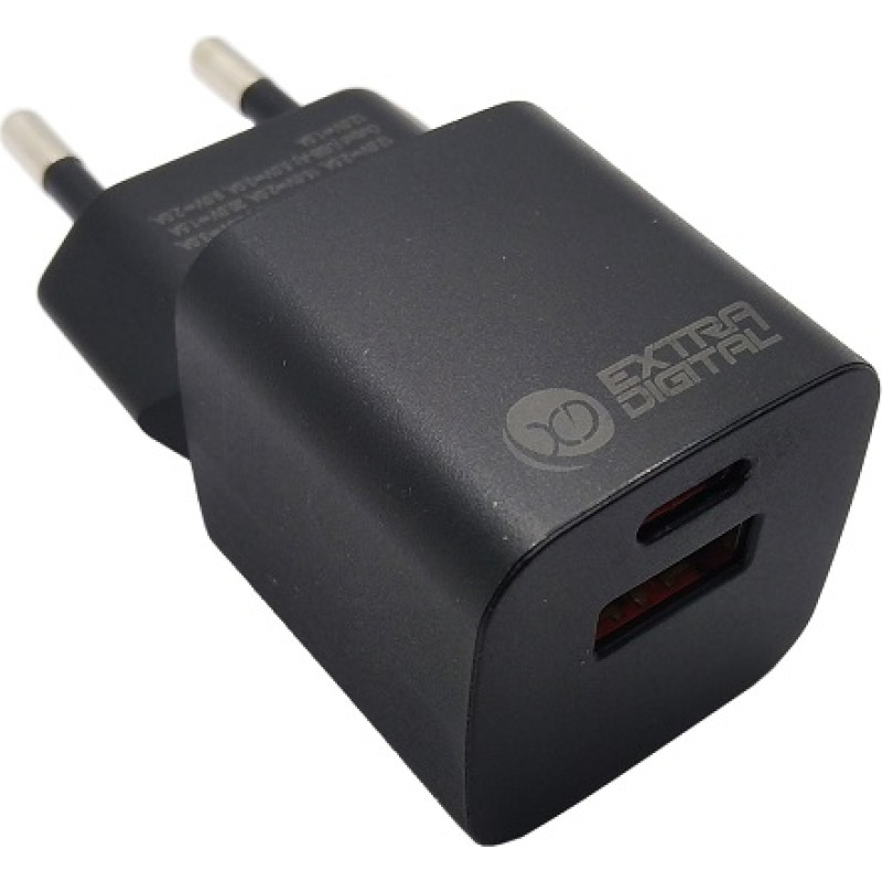 Extradigital Lādētājs EXTRA DIGITAL GaN USB Type-C, USB Type-A: 30W, PPS