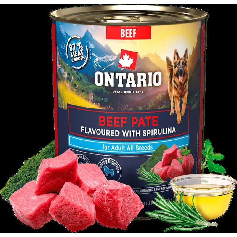 Ontario Konservi suņiem - Ontario Adult Beef Pate with Spirulina Flavor 800g