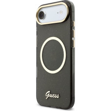 Guess IML Glitter Script Strap MagSafe Case for iPhone Air Black