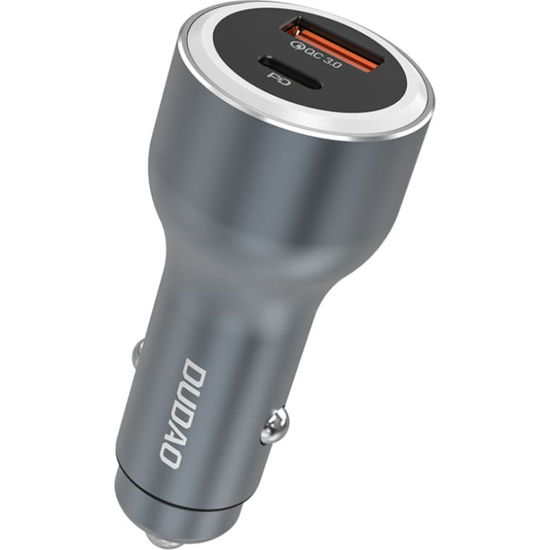 Dudao USB-A USB-C PD QC LED automa&scaron;īnas lādētājs 120 W - pelēks