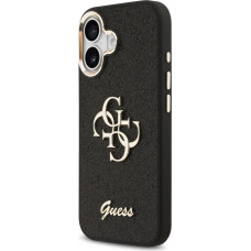 Guess PU Fixed Glitter 4G Metal Frame Case for iPhone 17 Black