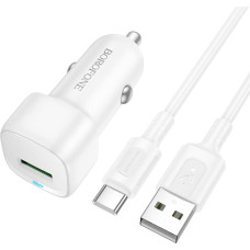 Borofone Car charger BZ34 Cloud - USB - QC 3.0 18W with USB to Type C cable white