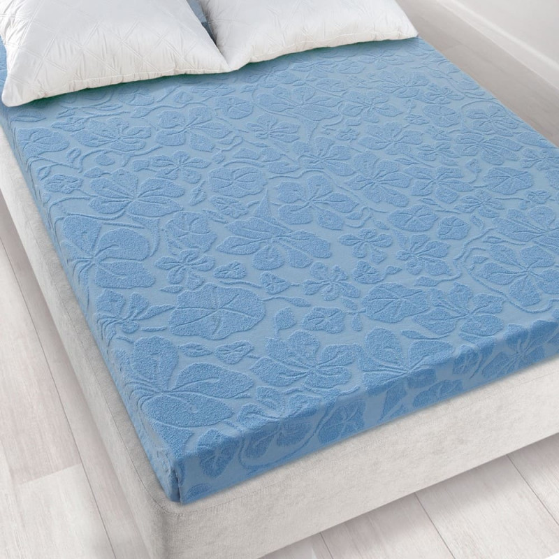 Frotē pieguļošs palags 150x205 zils K26 6400 Tulipan