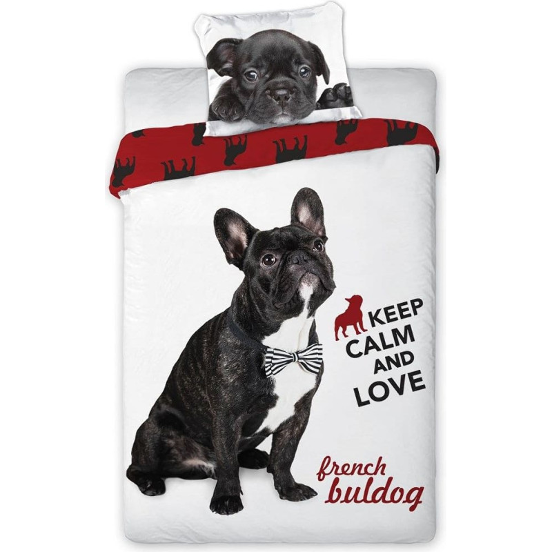 Kokvilnas pakaiši 160x200 Bulldog suns saglabā mieru un mīli BF 004