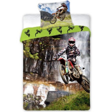 Kokvilnas gultas veļa 160x200 Sportivo 004 Cross motors ar vienu spilvendrānu 70x80