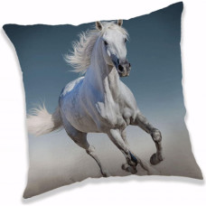 Bērnu spilvendrāna 40x40 3D Balts zirgs 4608 galloping zirgs