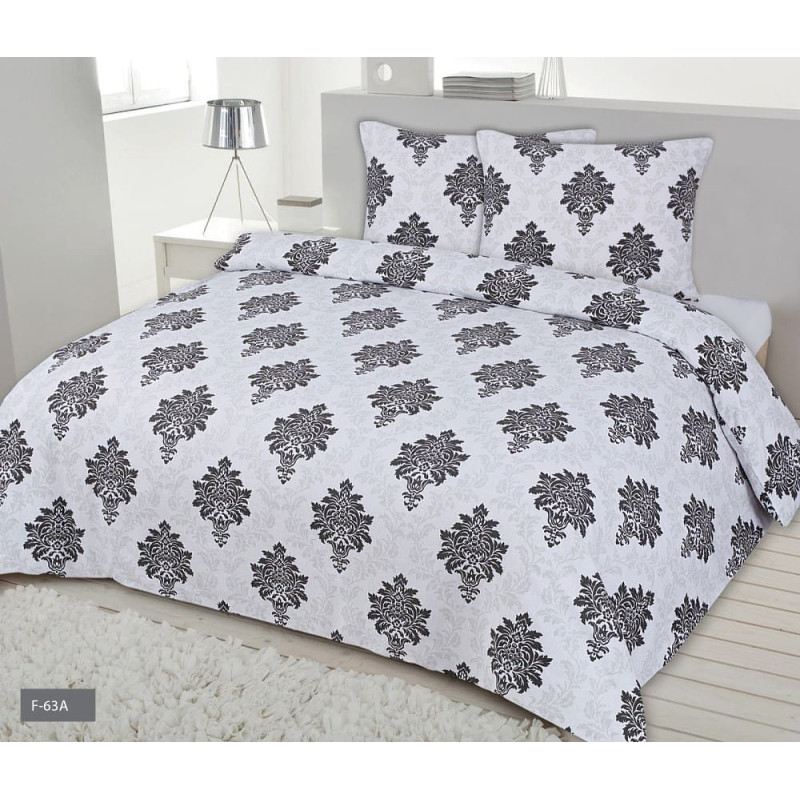 Flaneļa gultas veļa 160x200 F-63A glamour balti pelēkā stilā