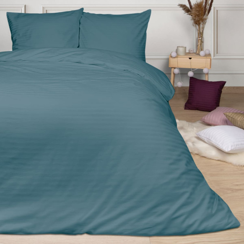 Satīna spilvendrāna 70x80 tirkīza vienkrāsainas svītras Cizgili damask