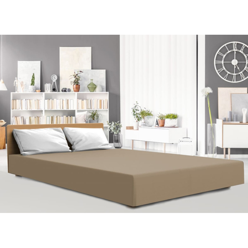 Piegulošs loksnes elastāna džersijs 90x200 ar elastīgo joslu brūns 54 augstajam matracim 25 cm Luksusa