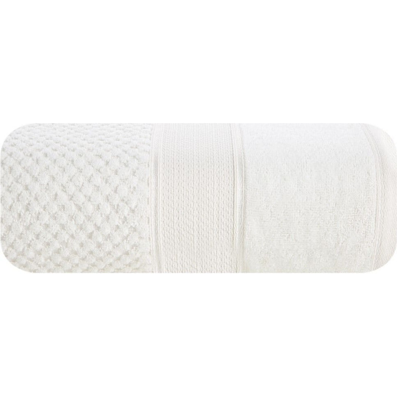 Jessi 50x90 krēmveida frotē dvielis 500g/m2 ar reljefu rūtiņu un velūra apmali