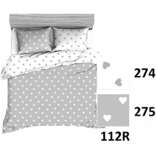 Kokvilnas gultas veļa 150x200 R112 balti pelēkas sirsniņas sirsniņas 275D 274D 1 spilvendrāna 50x60