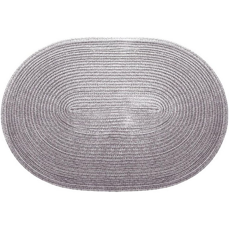 Paklājiņš galdam 45x30 Molly 2 sudraba ovāls pīts paklājiņš ar metālisku spīdumu
