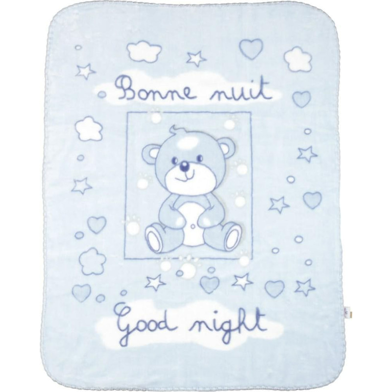 Bērnu sega 80x100 Shell zils lācis mikrošķiedras kastītē