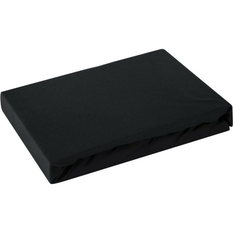 Džersijai pieguļošs palags 220x200 melns augstajam matracim 30 cm 125 g/m2