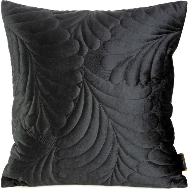 Dekoratīvā spilvendrāna 45x45 Ria 4 melna velūra lapas
