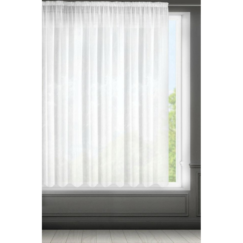 Aizkars 350x160 Rebecca white gatavs uz lentes ar smalka lietus struktūru