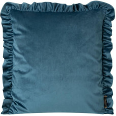 Dekoratīvā spilvendrāna 45x45 Samta zils velūra volāns