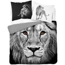 Kokvilnas gultas veļa 160x200 3812 A Lew melna jauniešu pelēka Lions Lion Holland Natura 2