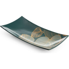 Keramikas šķīvis 41x20x6 Salvia 3 zaļas zelta dekoratīvās lapas