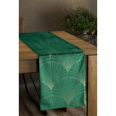 Galda celiņš 35x140 Blink 14 tumši zaļa zelta velūra ventilatori