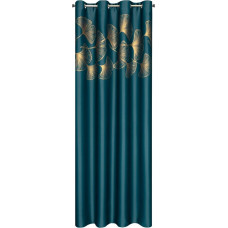 Aizkars 140x250 Harmony tirkīza tumšās ginkgo lapas, kas ir gatavas uz starplikām