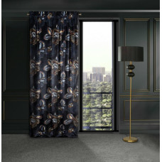 Aizkars 140x270 Peonija 2 melnu un pelēku ziedu peonijas, gatavas uz lentes velūra Limited Collection