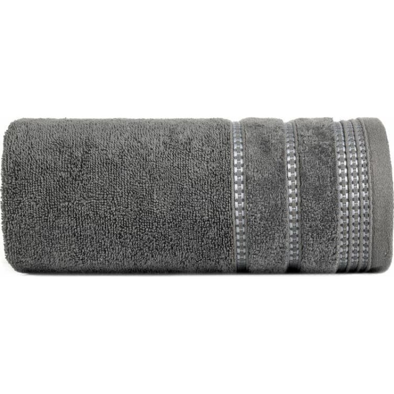 Dvielis 30x50 Amanda grafīts ar dekoratīvu velūra apmali frotē svītrās 500g/m2