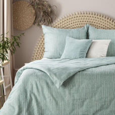 Kokvilnas gultas veļa 220x200 Monte 8 mint ar dekoratīvām šuvēm Terra Collection