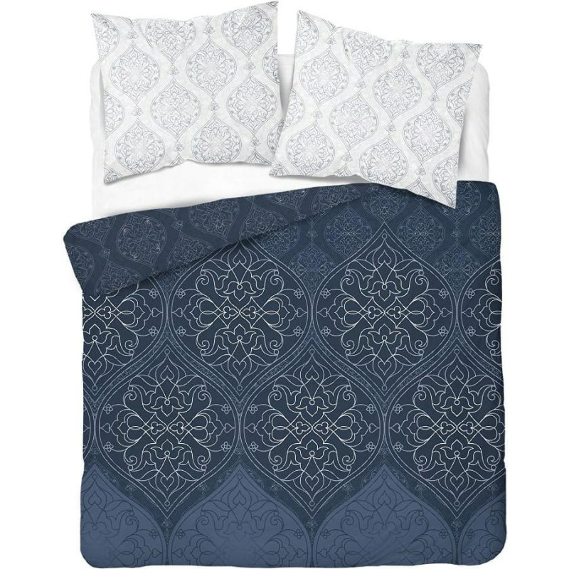 Kokvilnas gultasveļa 220x200 tumši zili ornamenti 3497 C Kokvilna 5