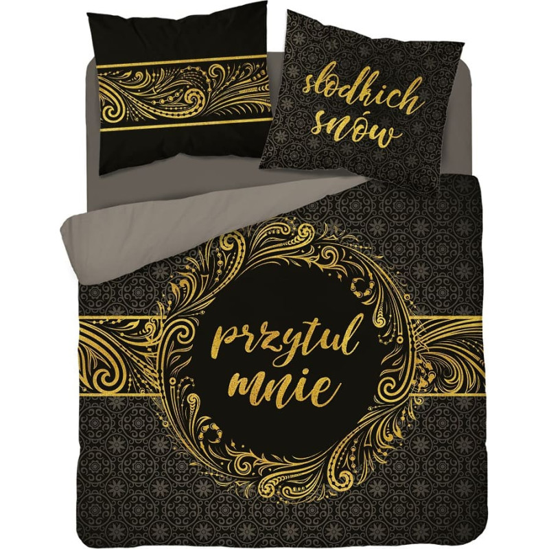 Kokvilnas gultas veļa 160x200 Apskauj mani melnais zelts 3755 A Holland 78