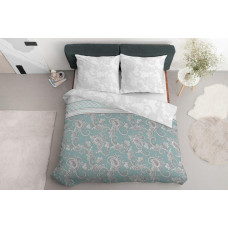 Satīna gultas veļa 220x200 Paisley pelēka piparmētra 4032 A Home Satin 120