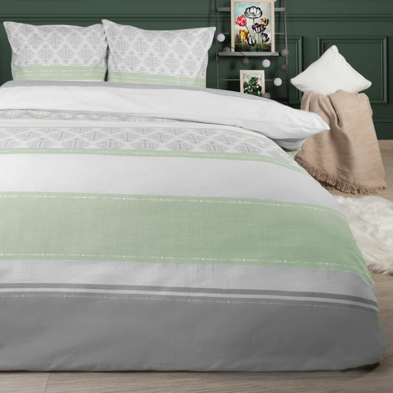 Flaneļa gultas veļa 180x200 Ornaments pelēks akvamarīns 31493/1 Flanels 3